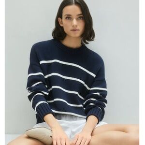 Quince 100% Organic Cotton Striped Crew Sweater XL